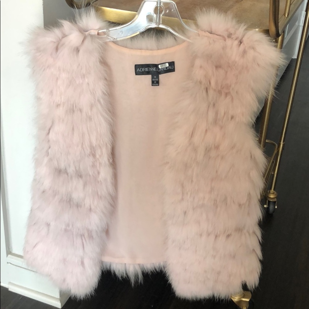 Adrienne Landau real rabbit fur pink vest